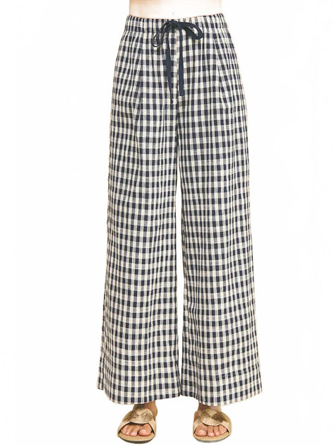 PINCH Gingham Drawstring Pants White Large 3