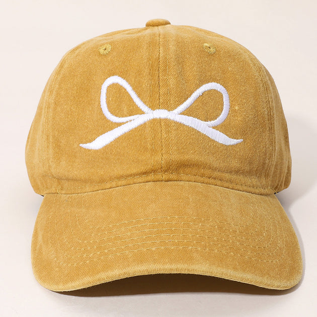 FASHNZFAB Ribbon Embroidered Baseball Cap Beige 4