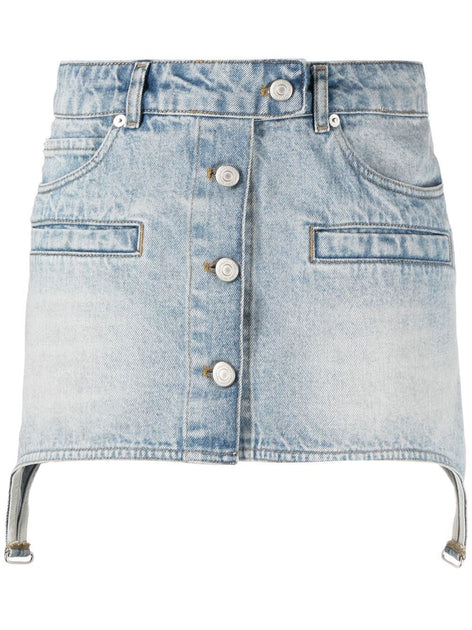 Courrèges Asymmetric Denim Miniskirt Light Blue EU 42 2