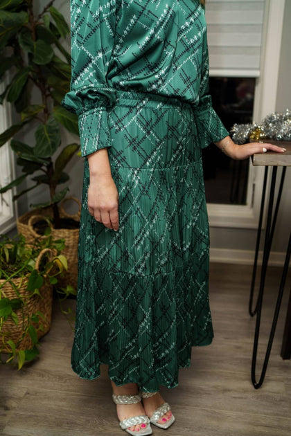 Current Air Daisy Pleated Skirt Green XS 3