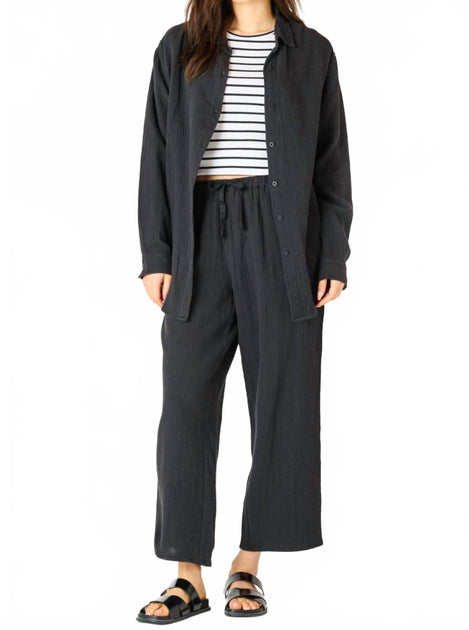 Dex Textured Button-Up Blouse Black Small 2