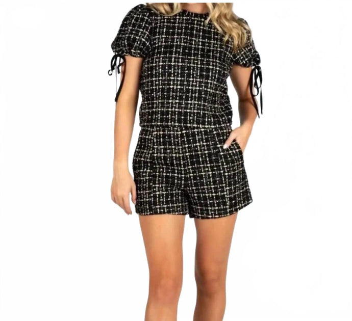 Sincerely Ours Cassandra Tweed Top Black Medium 3