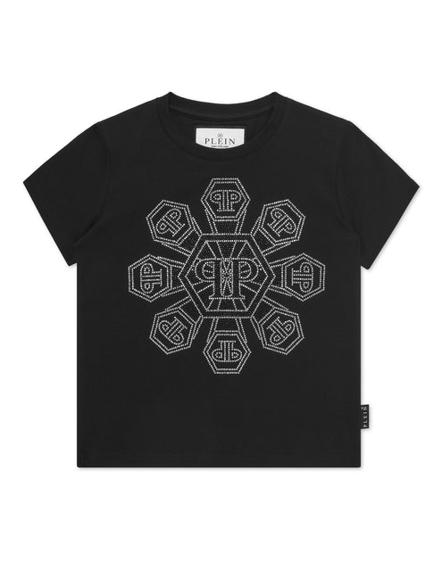 Philipp Plein T-Shirt Round Neck Short Sleeve Strass Monogram Black 6+ Years 2