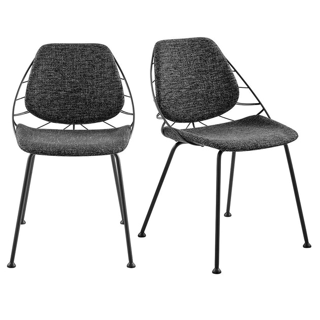 Hivvago Set of Two Black Upholstered Fabric Dining Side Chairs 2