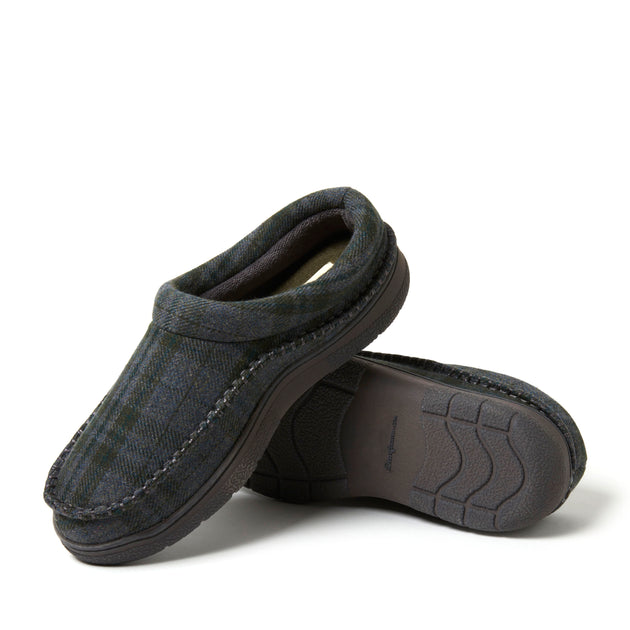 Dearfoams Thompson Plaid Moccasin Clog Slipper Blue XLarge 5