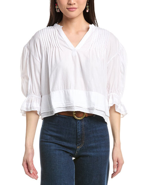 Nation LTD Scarlet Pintuck Top White Large 2