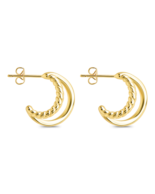 Sterling Forever Arcadia Double Row Huggie Hoop Earrings Silver 3