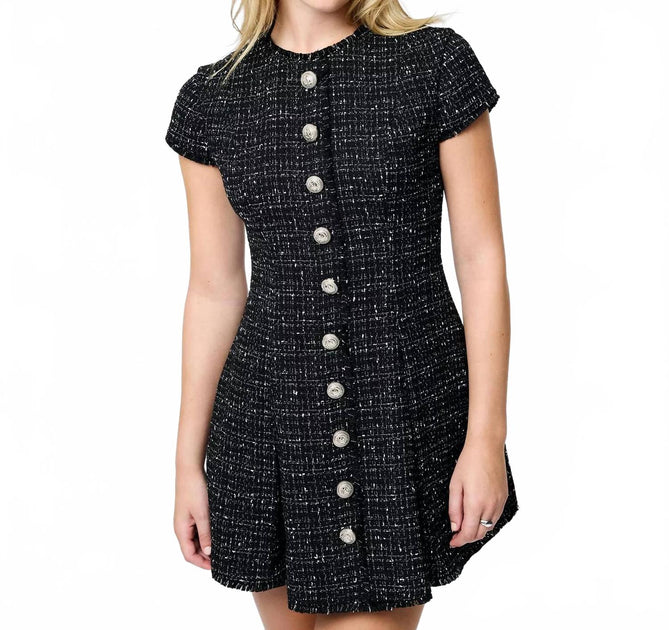 French Connection Speckled Tweed Dress Black US 4 2