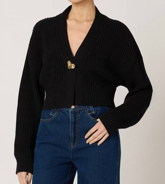 Cleobella Heart Sweater Cardigan Black Small 3