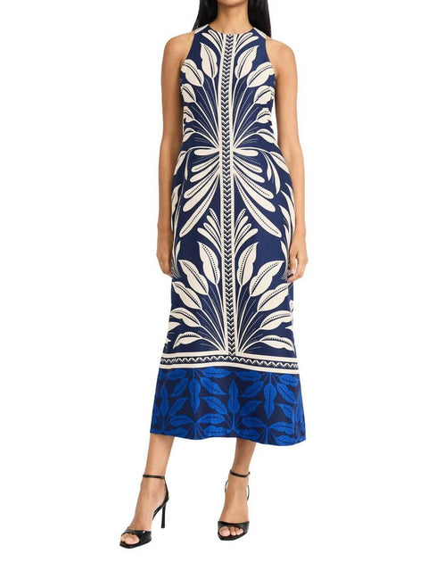 Donna Morgan Women's Printed Column Dress In Navy | ShopSimon Donna Morgan Women's Printed Column Dress In Navy | ShopSimon