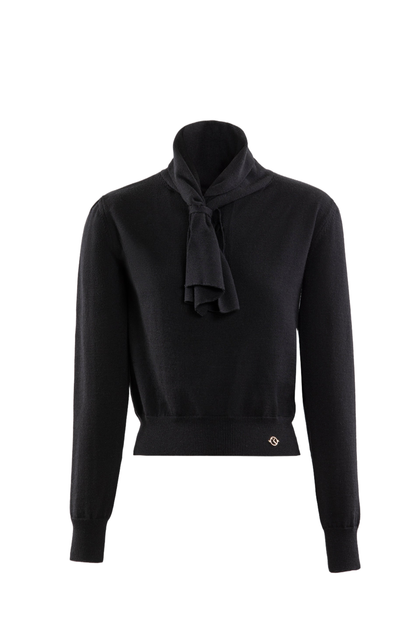 Saiid Kobeisy Wool Bow Blouse Black EU 36 2