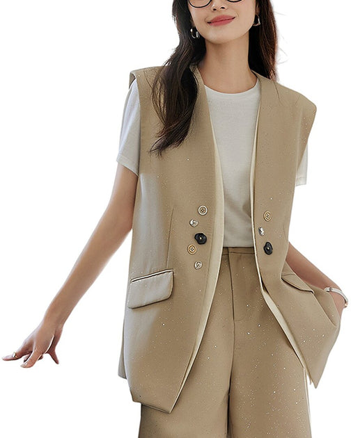 OUNIXUE 2pc Vest & Short Set Beige US 6 2