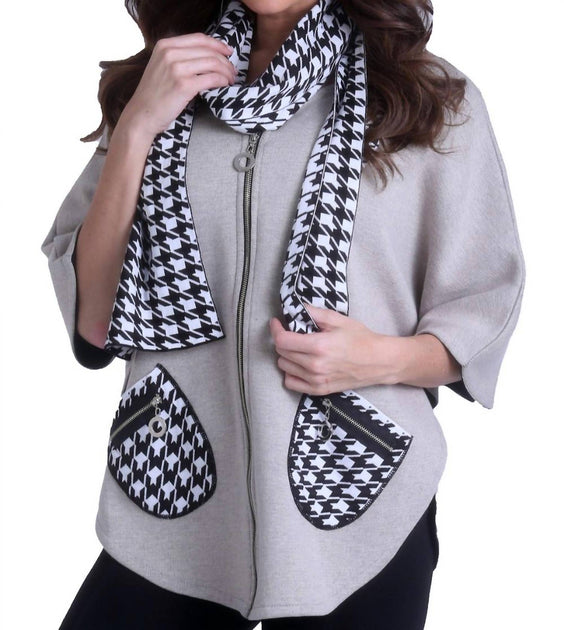 ANGEL Houndstooth Poncho Sweater Black Medium 2