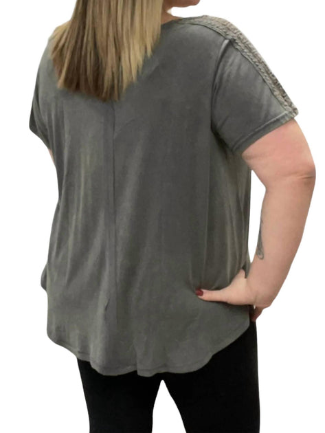 KORI Crochet Knit Top Grey XL 3