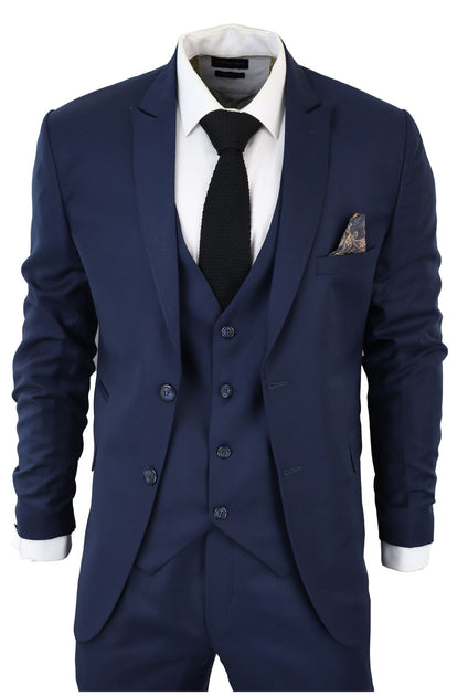 TruClothing IM1 Classic Plain 3 Piece Suit Blue US 44 Regular 2