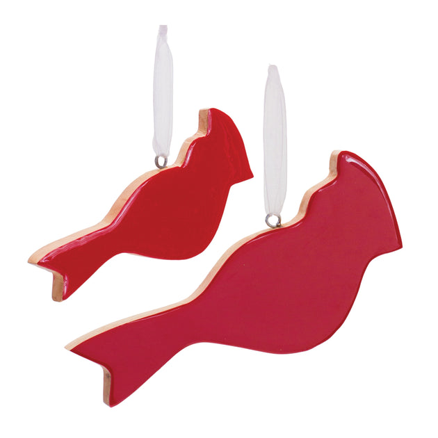 Melrose International Glas-Kardinal Vogel Ornament (6er Set) - Rot, Braun 3