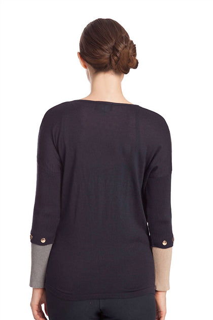 Pull Col en V Color Block Angel Apparel Noir XLarge 3