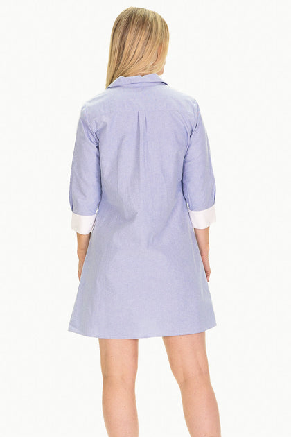 Duffield Lane The Raleigh Collared Dress Blue X-Small 3