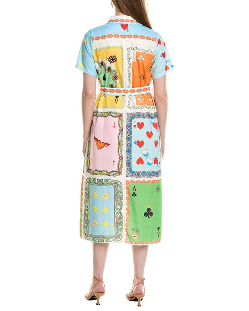 JL LUXE Linen-Blend Midi Dress Multicolor XSmall 3