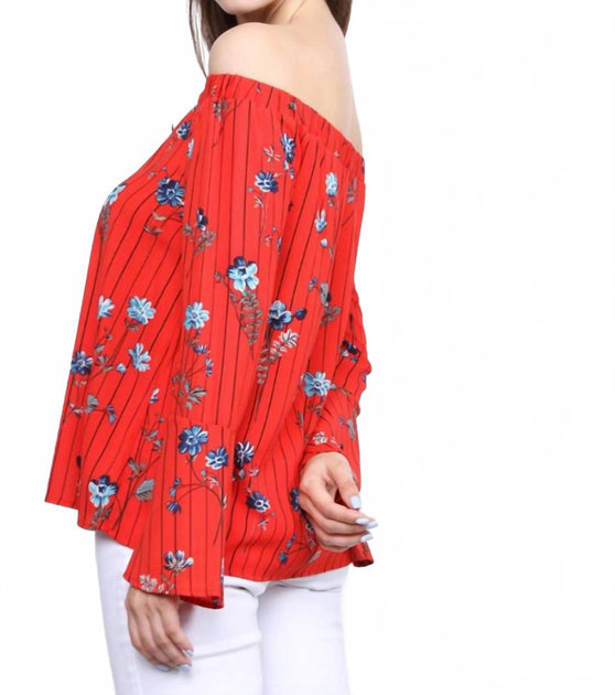 Collective Rack Schulterfreies Top mit Blumenmuster Rot Medium 3