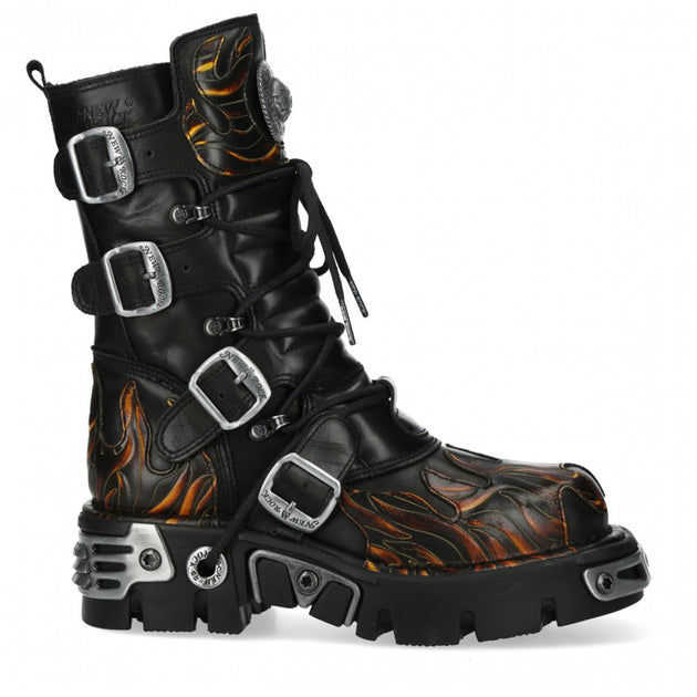 New Rock M-591-C58 Mid-Calf Boots Black Flame EU 46 2
