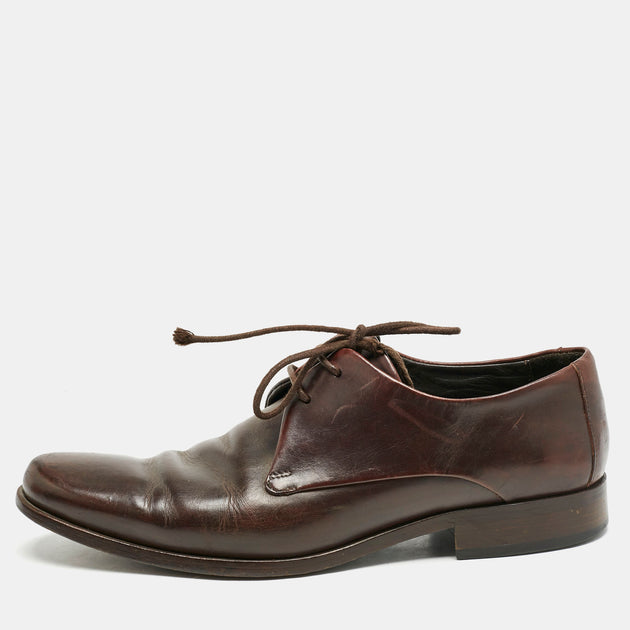 Giorgio Armani Brown Leather Classic Oxfords | ShopSimon display picture 2