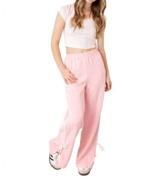 LE LIS Bow Track Pants Pink Large 2