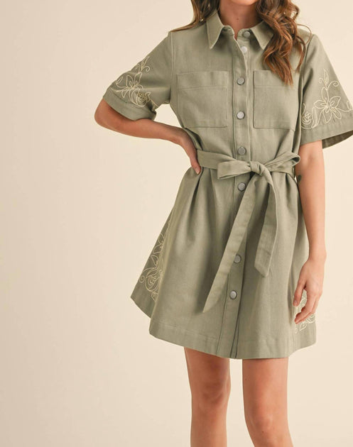 Merci Megan Denim Shirt Dress Green Large 2