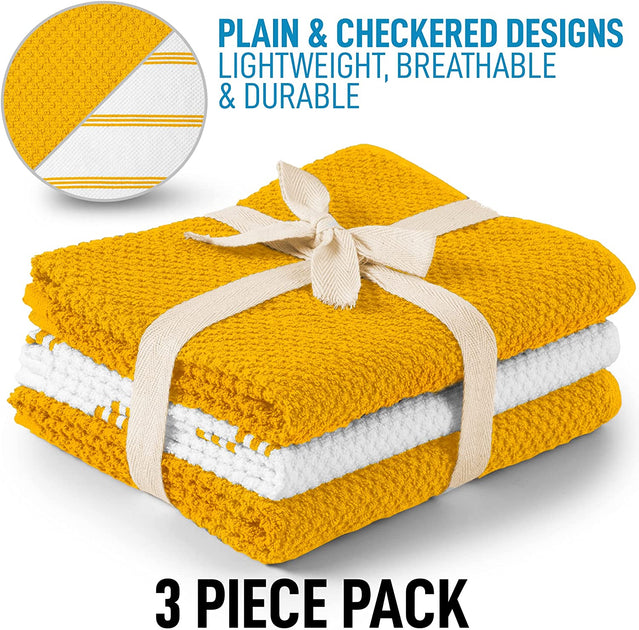 Zulay Kitchen Torchons de Cuisine Absorbants en Coton Lot de 3 15x25 3