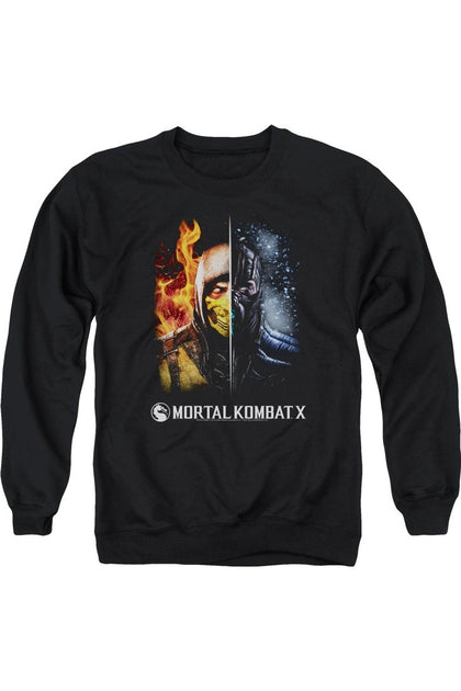 Gildan Mortal Kombat Fire And Ice Crewneck Sweatshirt Black XL 2