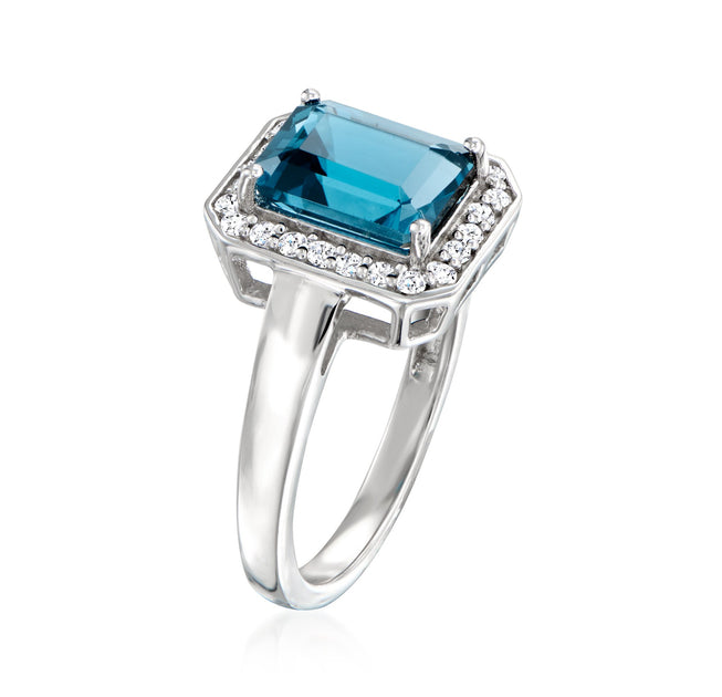 Ross-Simons London Blue Topaz Lab-Grown Diamond Ring Blue US 5 6