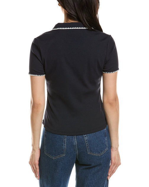 Truth Blanket Stitch Polo Top Blue Large 3