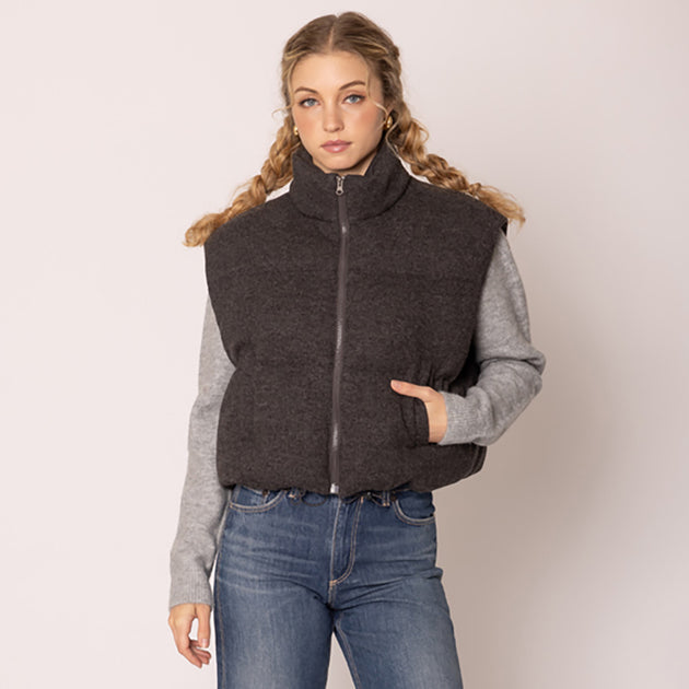 TRUEDAMES Solid Knit Padded Vest Grey One Size 6