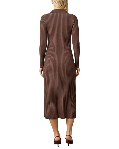Lilla P Slim Fit Long Sleeve Rib Henley Dress Brown Small 3