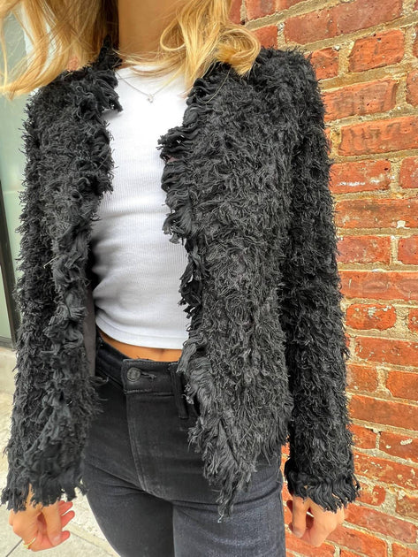 Stellah Tweed Padded Shoulder Jacket Black XS 4