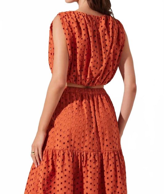 ASTR Briley Eyelet Crop Top Orange Medium 3