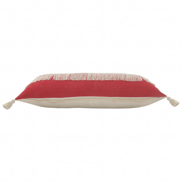Hivvago Zippered Pillow Raspberry Red/Off-White 14x36 3