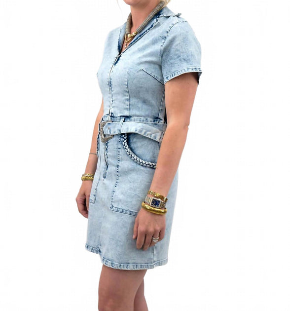 Entro Jeanskleid mit Gürtel Blau Medium 3