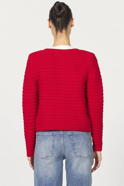 Dear John Denim Cambria Knit Jacket Red Medium 3