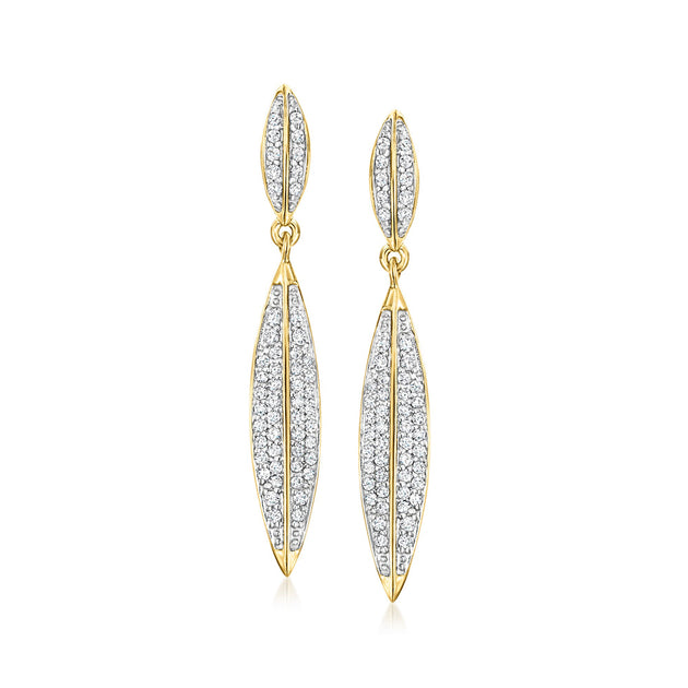 Ross-Simons Diamond Oval Drop Earrings Silver 2