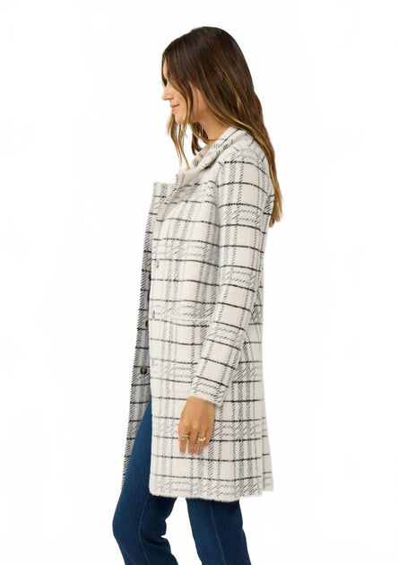 LOVESTITCH Plaid Notched Collar Button Front Cardigan Multi Large 4