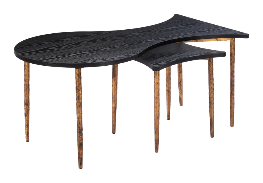 Hivvago Norden Coffee Table Set Black Bronze 2