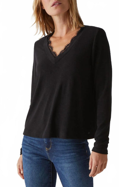 Michael Stars Bebe Glam Tahoe V Lace Top Black Small 4
