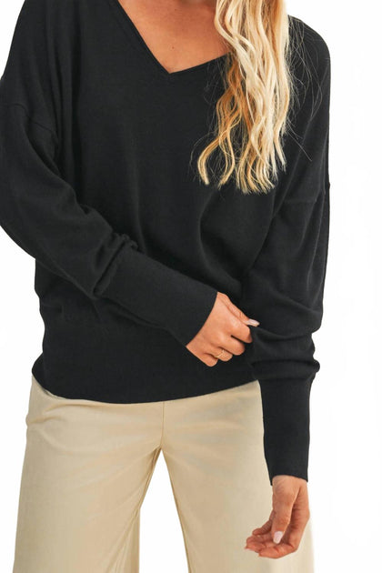 Mustard Seed V-Neck Sweater Black Small 4