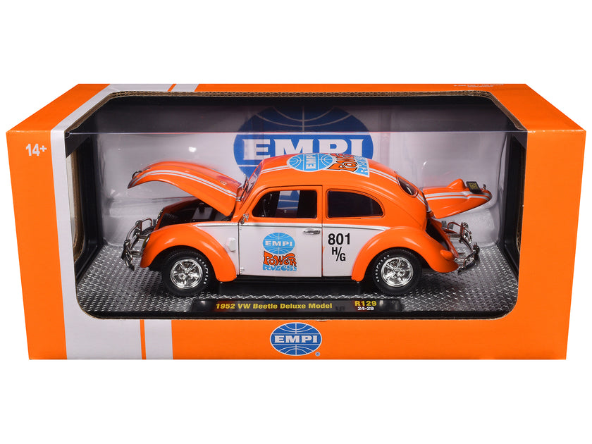 M2 Machines 1952 Volkswagen Beetle Deluxe Model Orange and White 1/24 4