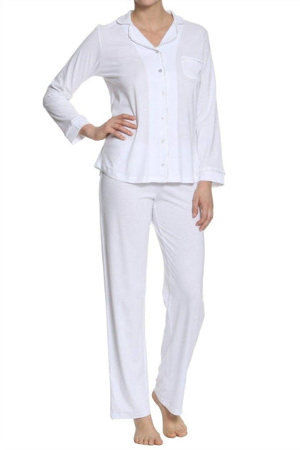 Twelve Eighty Eight Sophie Basic Long Sleeve Pajama Set White XLarge 2