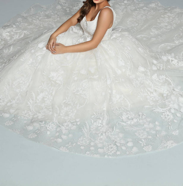 DaVinci Bridal Glitter Tulle Ball Gown White US 16 4