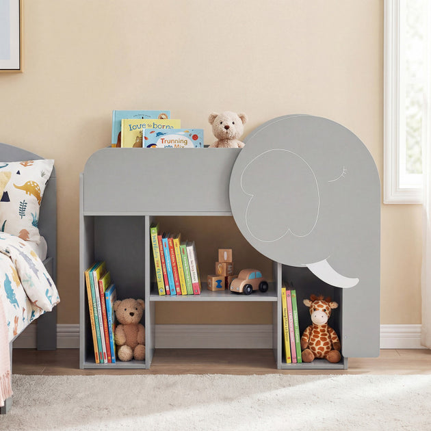 Hivvago Montessori Elephant 3-Tier Bookshelf Gray 3