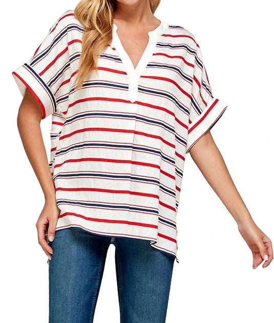 Twenty Ten Striped Tunic Top Red Small 2