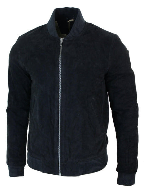 TruClothing Varsity Suede Leather Bomber Jacket Black 4XLarge 4